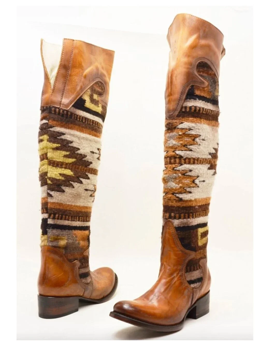 Freebird By Steven Over the Knee Blanket Sun Boots Cognac Boho Festival
